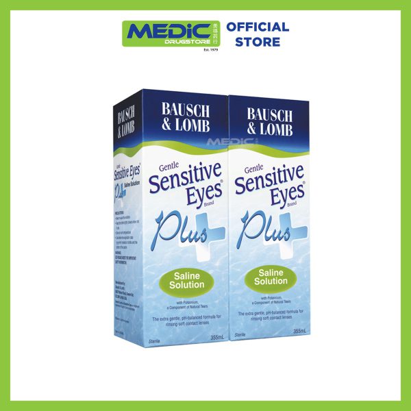 Bausch and Lomb Sensitive Eyes Plus Saline Solution Twin Pack 355ml x 2