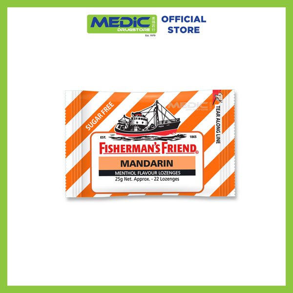 Fishermans Friend Sugar Free Mandarin Menthol Flavour Lozenges 22s