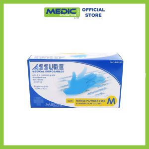 ASSURE Blue Soft Nitrile Powder-Free Gloves Size M