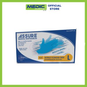 ASSURE Blue Soft Nitrile Powder-Free Gloves Size L