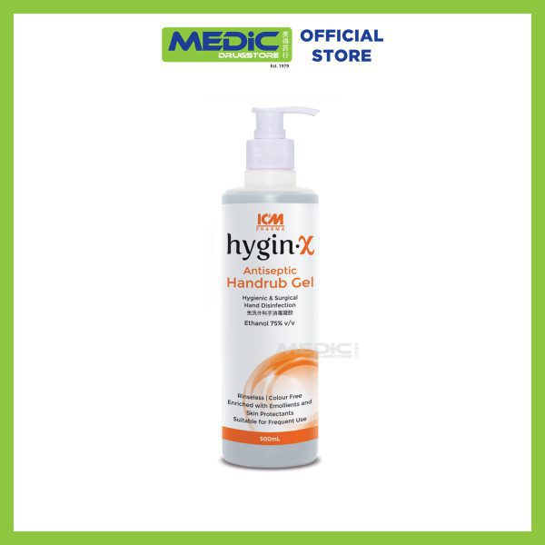 ICM Pharma Hygin-X Antiseptic Alcohol Handrub Gel 500ML