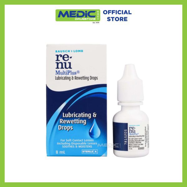 Bausch and Lomb Renu Multiplus Lubricating And Rewetting Drops 8ml