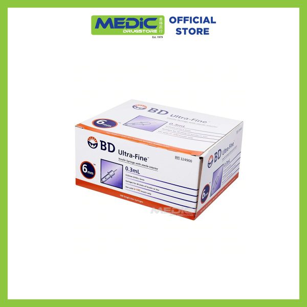 BD Ultra-Fine Insulin Syringe 0.3mL 0.25mm (31G) x 6mm REF 324900