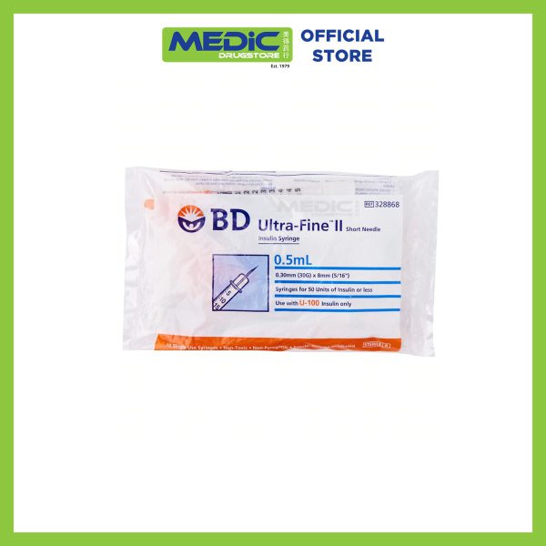 BD Ultra-Fine II Short Needle Insulin Syringe 0.5mL 0.30mm REF 328868 - Case