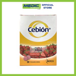 Cebion Vitamin C 500mg Chewable Strawberry Tabs 30s