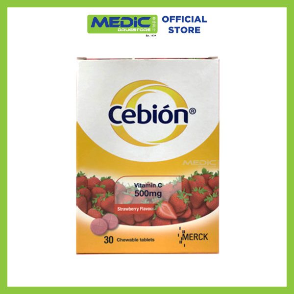 Cebion Vitamin C 500mg Chewable Strawberry Tabs 30s