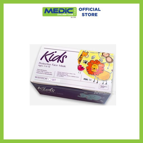 Wistech 3 Ply Surgical White Kids Mask 50s