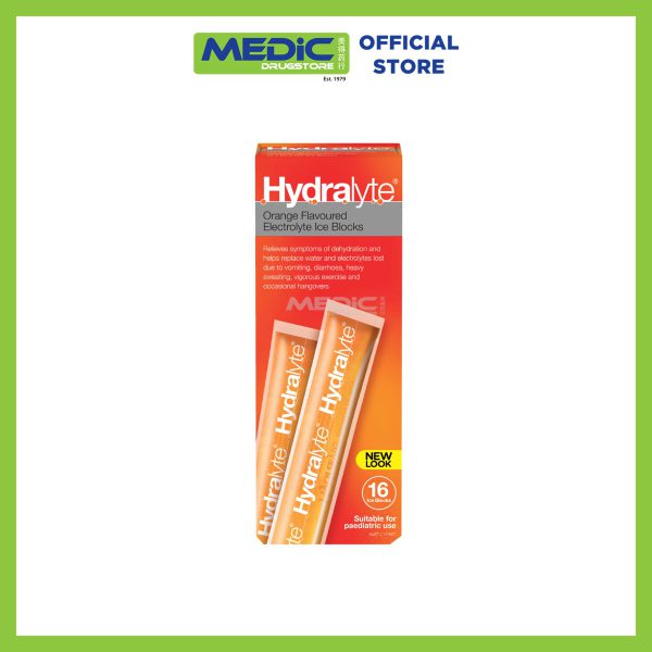 Hydralyte Orange Flavoured Electrolyte Ice Blocks 16s