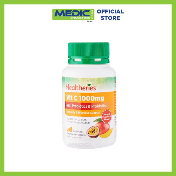 Healtheries Vit C 1000Mg With Prebiotics And Probiotics Chewable Tablets 30s