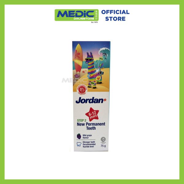 Jordan Step 2 New Permanent Teeth (6 to 12 years) Mild Grape Flavour Toothpaste 75G