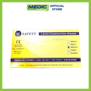 Safety Latex Powder-Free Gloves M Size 100s