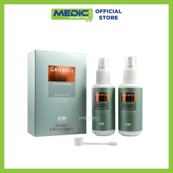 Growell Scalp Lotion Minoxidil 5% 100ml (Twin Pack)