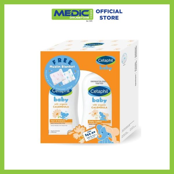 CETAPHIL BABY Wash & Shampoo 400ml + Lotion 400ml with Free Calendula Samples